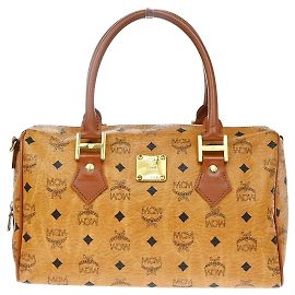 MCM Visetos logogramme Canvas and Leather Marrom