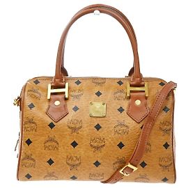 MCM Visetos logogramme Canvas and Leather Marrom