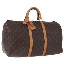 LOUIS VUITTON Monogram Keepall 50 Boston Bag M41426 LV Auth 196098A Monogramma
