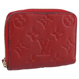 LOUIS VUITTON Monogram Empreinte Zippy Coin Purse Wallet Red M63696 Auth BA15266 Rouge