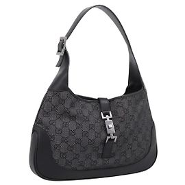 Borsa a tracolla GUCCI GG Canvas Jackie Nero Argento 00963 Auth am12328V Nero Argento