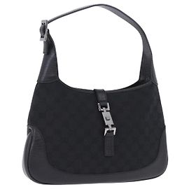 Borsa a tracolla GUCCI GG Canvas Jackie Nero Argento 00963 Auth 197321V Nero Argento