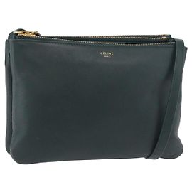 Céline Borsa a tracolla CELINE Trio in pelle verde e oro Auth 177008A D'oro Verde