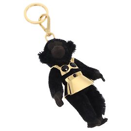 Charm Gorilla PRADA in metallo nero e oro Auth 196726M Nero Altro