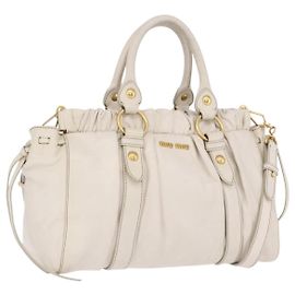 Sac à main Miu Miu en cuir 2way White Gold RT0383 Auth am12391V Blanc Doré
