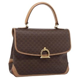 Céline CELINE Macadam Handtasche PVC Leder Braun Goldfarben Auth 196416 Braun Andere