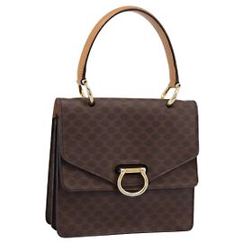 Céline Sac à main CELINE Macadam Canvas PVC Leather Brown Gold Auth mr2822 Marron Doré