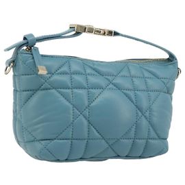 Christian Dior Canage Nomad Pouch Leather Blue Gold Auth 196686A Blue Golden