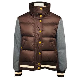 Veronica Beard Dark Chocolate Ethan Mixed Media Puffer Jacket Brown