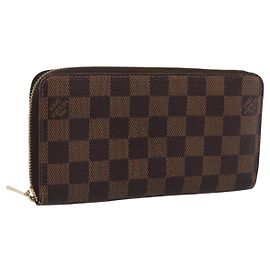 LOUIS VUITTON Damier Ebene Zippy Wallet Cartera Larga N41661 LV Auth 196670 Damier ebene