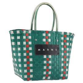 Sac Panier MARNI Vinyl Green Silver Auth 196678A Argenté Vert