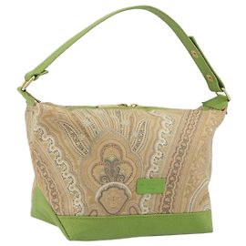 Sac à main ETRO PVC Canvas Beige Gold Auth 196941A Beige Doré