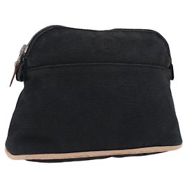 Hermès HERMES Pochette Bolide PM Coton Noir Auth BA15257 Noir
