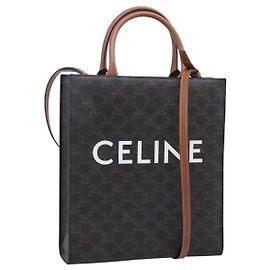 Céline CELINE Macadam Canvas Vertical Cabas Small Hand Bag PVC Brown Gold Auth 196692V Marron Doré