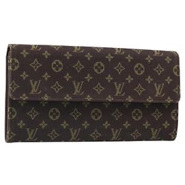 LOUIS VUITTON Monogram Mini Lin Portefeiulle Sarah Wallet M95234 LV Auth 187160A Brown Damier ebene
