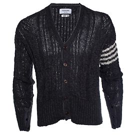 Thom Browne, offener Strickcardigan in Grau Grau