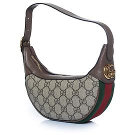 Gucci, borsa a tracolla mini Ophidia in monogramma Marrone Altro