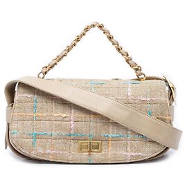 Bolsa Mademoiselle Chanel Chocolate Bar em tweed bege Bege