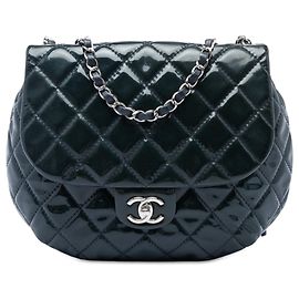 Borsa a tracolla Chanel Medium Quilted Patent Bubble CC Flap Verde Verde