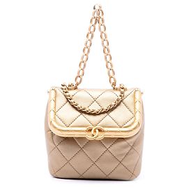 Bolsa Satchel Chanel Micro Quilted Lambskin My Crush Bag Dourada Dourado