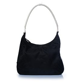 Prada, borsa in nylon e metallo con manico superiore Nero