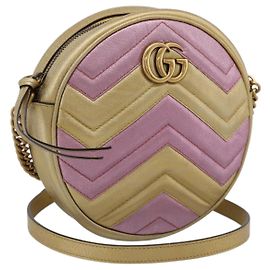 Borsa a tracolla con catena GUCCI in pelle oro 550154 Auth am12399V D'oro