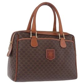Céline Sac à main CELINE Macadam Canvas PVC Leather Brown Gold Auth ka5768A Marron Doré