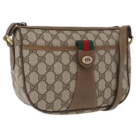 Borsa GUCCI GG Supreme Web Sherry Line PVC Beige Oro 89 02 032 Auth kk618 Beige D'oro