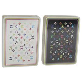 LOUIS VUITTON Monogram Multicolor Playing Cards Black White LV Auth 114606V Black White