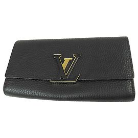 Black Louis Vuitton Taurillon Capucines Long Wallet Black