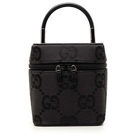 Mini borsa vanity Gucci in canvas GG nero Nero