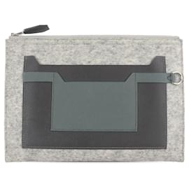 Sac pochette Hermès Toodoo 29 en Epsom et feutre gris Gris