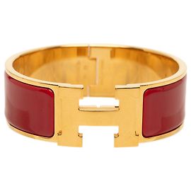 Bracelet Clic Clac H large en émail doré Hermès GM Doré