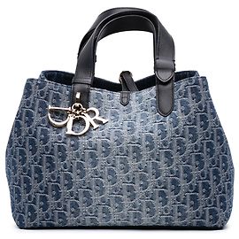 Sac cabas Dior Toujours Medium en denim bleu Oblique Bleu