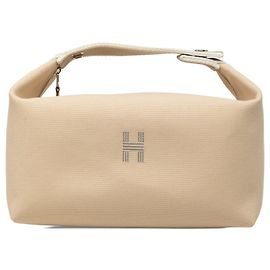 Beige Hermès Large Toile Bride A Brac Case Vanity Bag Beige