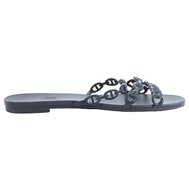Hermès Rivage Rubber Sandals in Black 181169Z, Size EU 39 Black