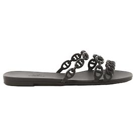 Hermès HERMES Rivage Rubber Sandals in Black, Size 36 EU Black