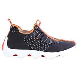 Zapatillas Hermès Eclair de tela Negro x Naranja 221892Z, Talla EU 43 Negro