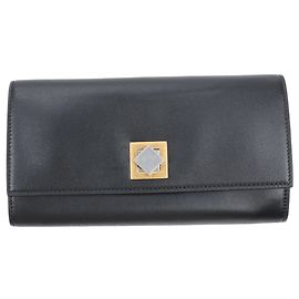 Bottega Veneta Black Smooth Leather Continental Wallet Black