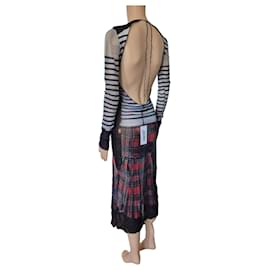 Vestido longo Jean Paul Gaultier Preto Branco Vermelho Azul