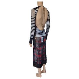Robe longue Jean Paul Gaultier Noir Blanc Rouge Bleu