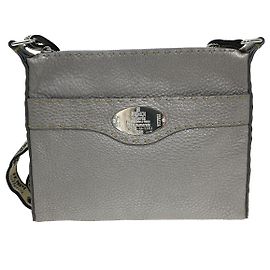 Fendi Vintage Selleria Zip Messenger Leather Small Argenté