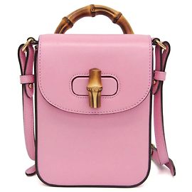 Gucci Bamboo Top Handle Backpack Leather Pink
