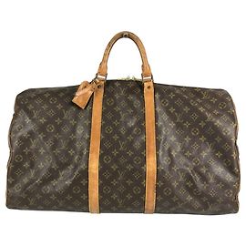 Louis Vuitton Monogram Keepall 60 Castaño Monograma
