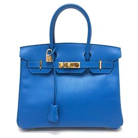Hermès Hermes Blue Hydra Epsom Leather Handbag Blue