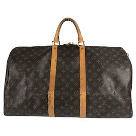 Sac Louis Vuitton Monogram Keepall 55 Marron Monogramme