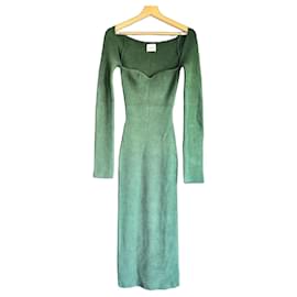KHAITE grünes Rippstrick-Maxikleid Grün