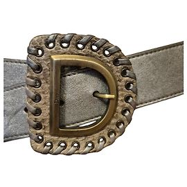 Ceinture Christian Dior en cuir argenté et python Imprimé python Métallisé Bijouterie argentée