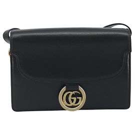 Bague Gucci GG en cuir Small Noir