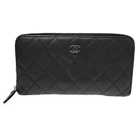 Organizer con zip Chanel Quilted Caviar Large Nero